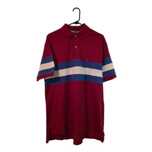 Tommy Hilfiger‎ Polo Shirt Color Block Striped Casual Top Mens Size L